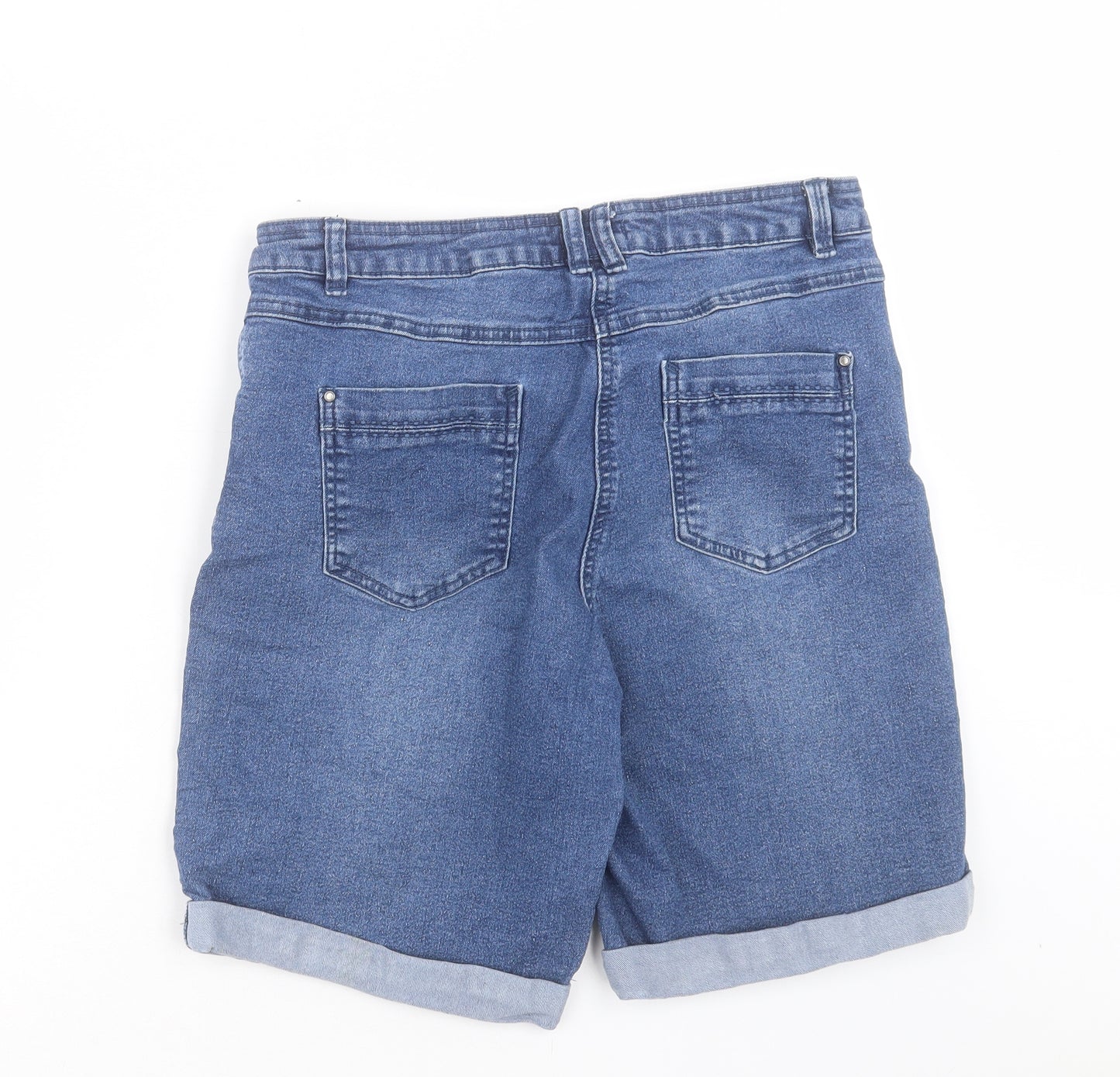 M&Co Womens Blue Cotton Bermuda Shorts Size 16 L8 in Regular Button
