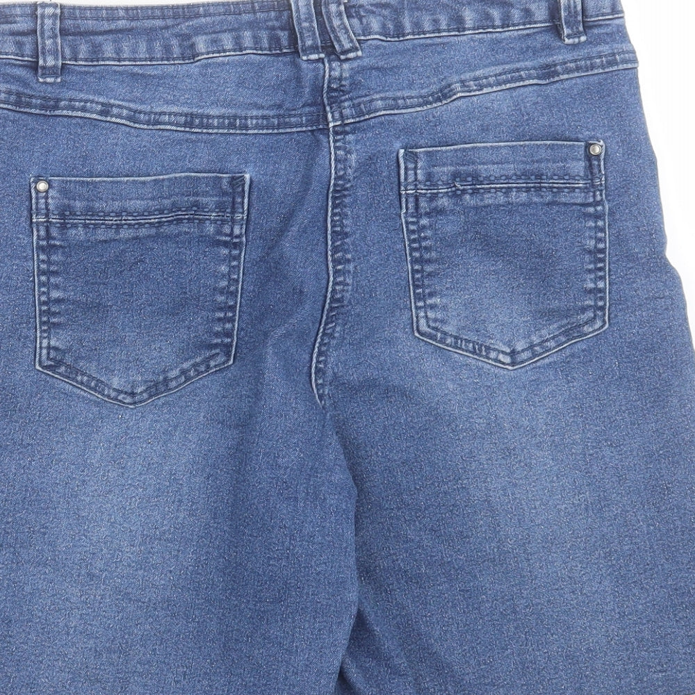 M&Co Womens Blue Cotton Bermuda Shorts Size 16 L8 in Regular Button