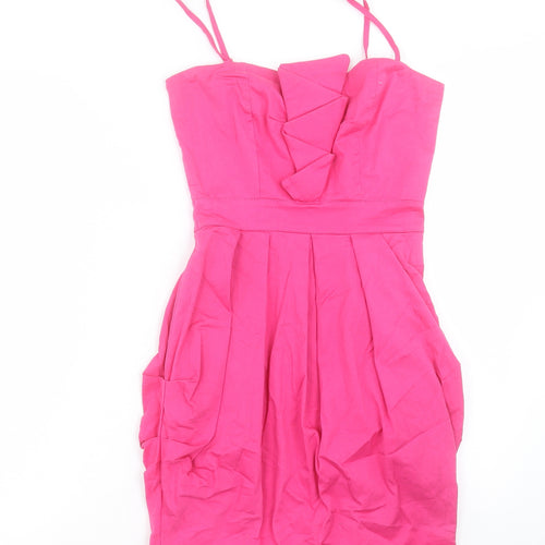 TFNC Womens Pink Cotton A-Line Size M Square Neck Zip