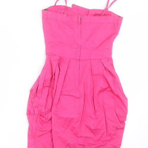 TFNC Womens Pink Cotton A-Line Size M Square Neck Zip