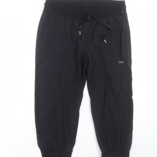 Laura Jane Active Womens Black Polyester Cropped Trousers Size M L21 in Regular Drawstring