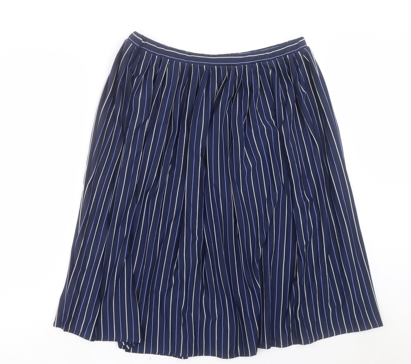 St.Micheal Womens Blue Striped Polyester A-Line Skirt Size 20