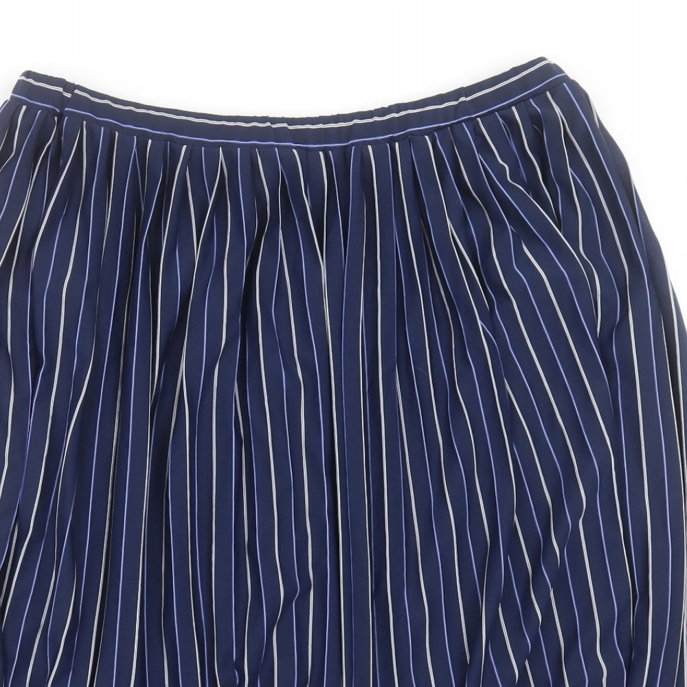 St.Micheal Womens Blue Striped Polyester A-Line Skirt Size 20