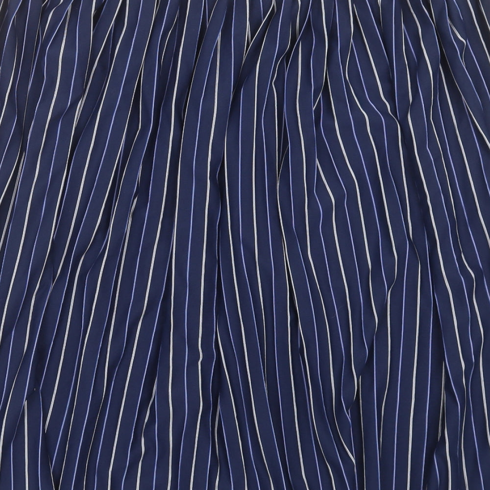St.Micheal Womens Blue Striped Polyester A-Line Skirt Size 20