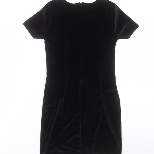 Rare London Womens Black Polyester Shift Size 10 Crew Neck Zip