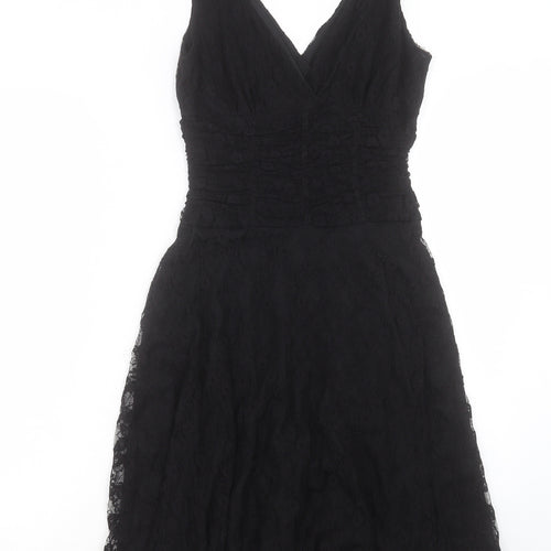 Select Womens Black Nylon Fit & Flare Size 8 V-Neck Pullover