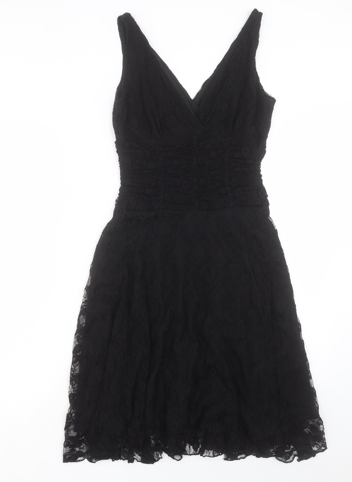 Select Womens Black Nylon Fit & Flare Size 8 V-Neck Pullover