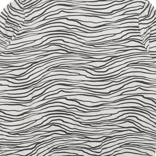 Bonmarché Womens Beige Animal Print Viscose Basic T-Shirt Size 12 V-Neck - Zebra Print