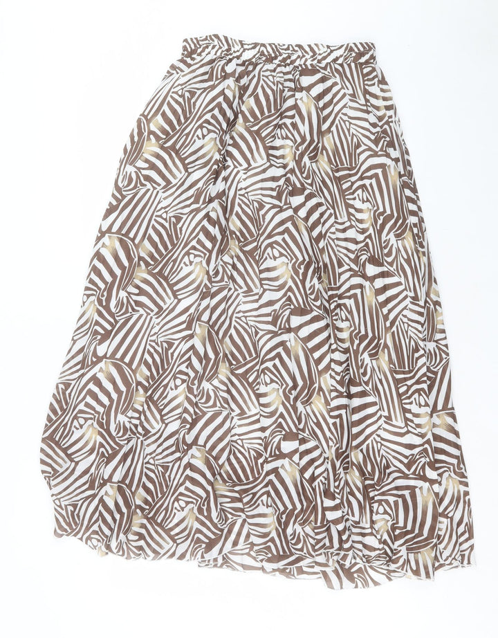 bpc Womens Brown Geometric Polyester A-Line Skirt Size 10