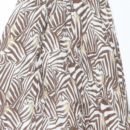 bpc Womens Brown Geometric Polyester A-Line Skirt Size 10