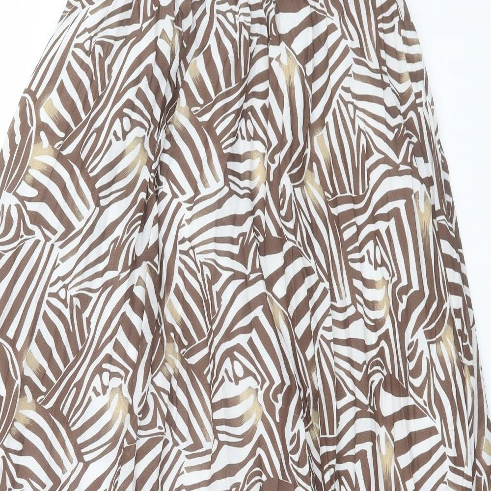 bpc Womens Brown Geometric Polyester A-Line Skirt Size 10