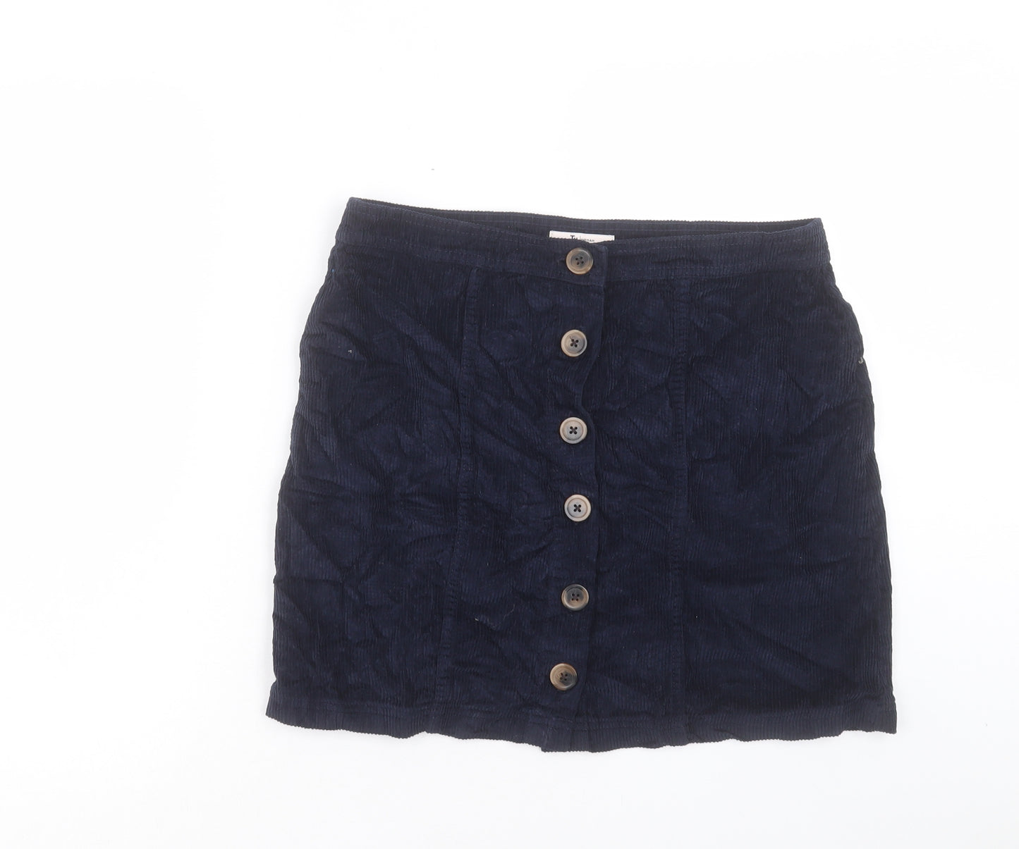 TU Womens Blue Cotton A-Line Skirt Size 14 Button