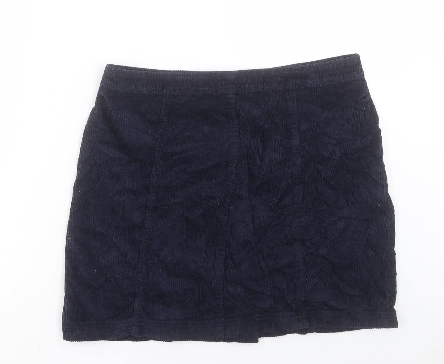 TU Womens Blue Cotton A-Line Skirt Size 14 Button