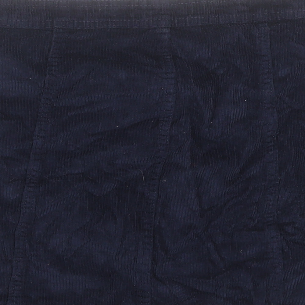 TU Womens Blue Cotton A-Line Skirt Size 14 Button
