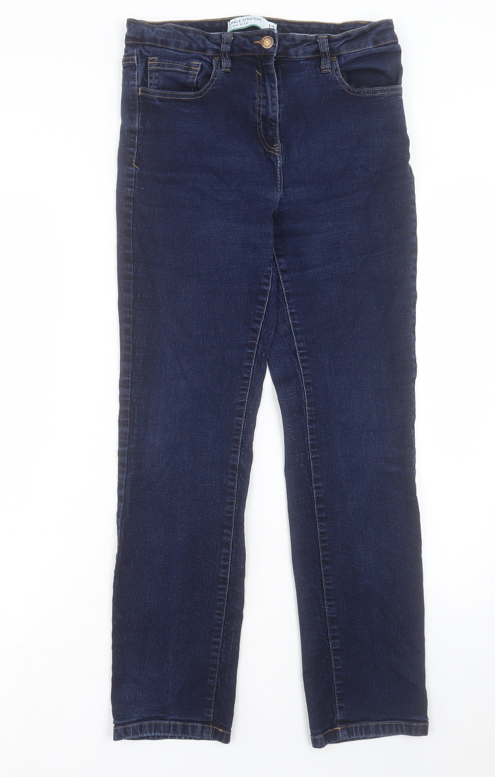 NEXT Womens Blue Cotton Straight Jeans Size 12 L28 in Regular Button