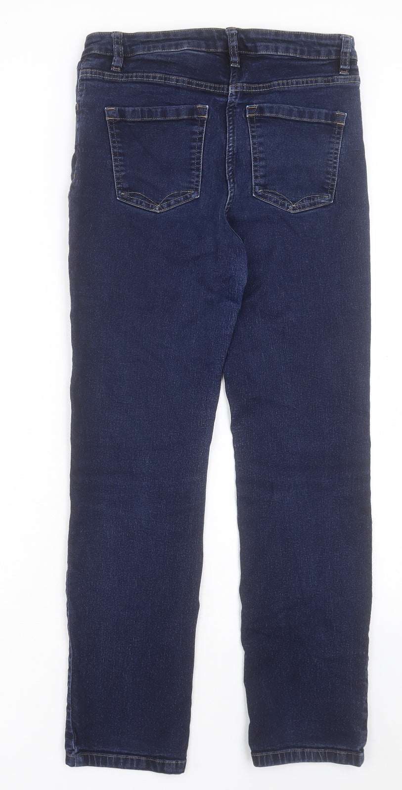 NEXT Womens Blue Cotton Straight Jeans Size 12 L28 in Regular Button