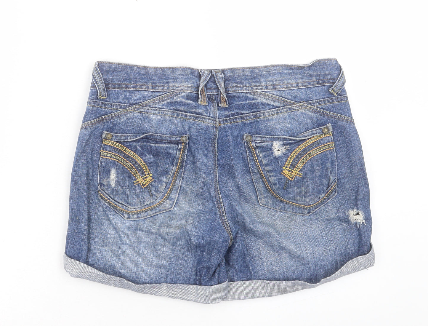 Miss Selfridge Womens Blue Cotton Hot Pants Shorts Size 8 L4 in Regular Button