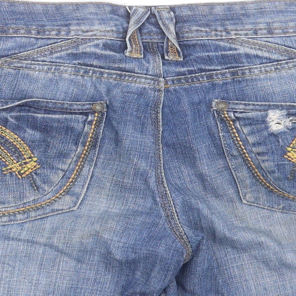 Miss Selfridge Womens Blue Cotton Hot Pants Shorts Size 8 L4 in Regular Button