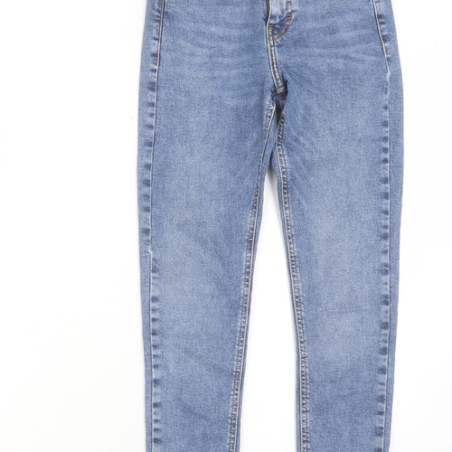 Topshop Womens Blue Cotton Skinny Jeans Size 25 in L27 in Regular Button - To Fit 32