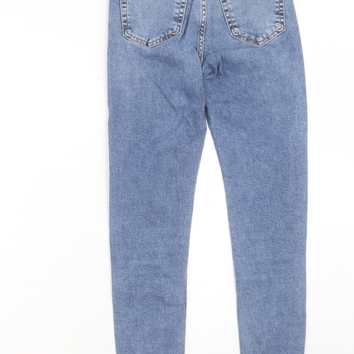 Topshop Womens Blue Cotton Skinny Jeans Size 25 in L27 in Regular Button - To Fit 32