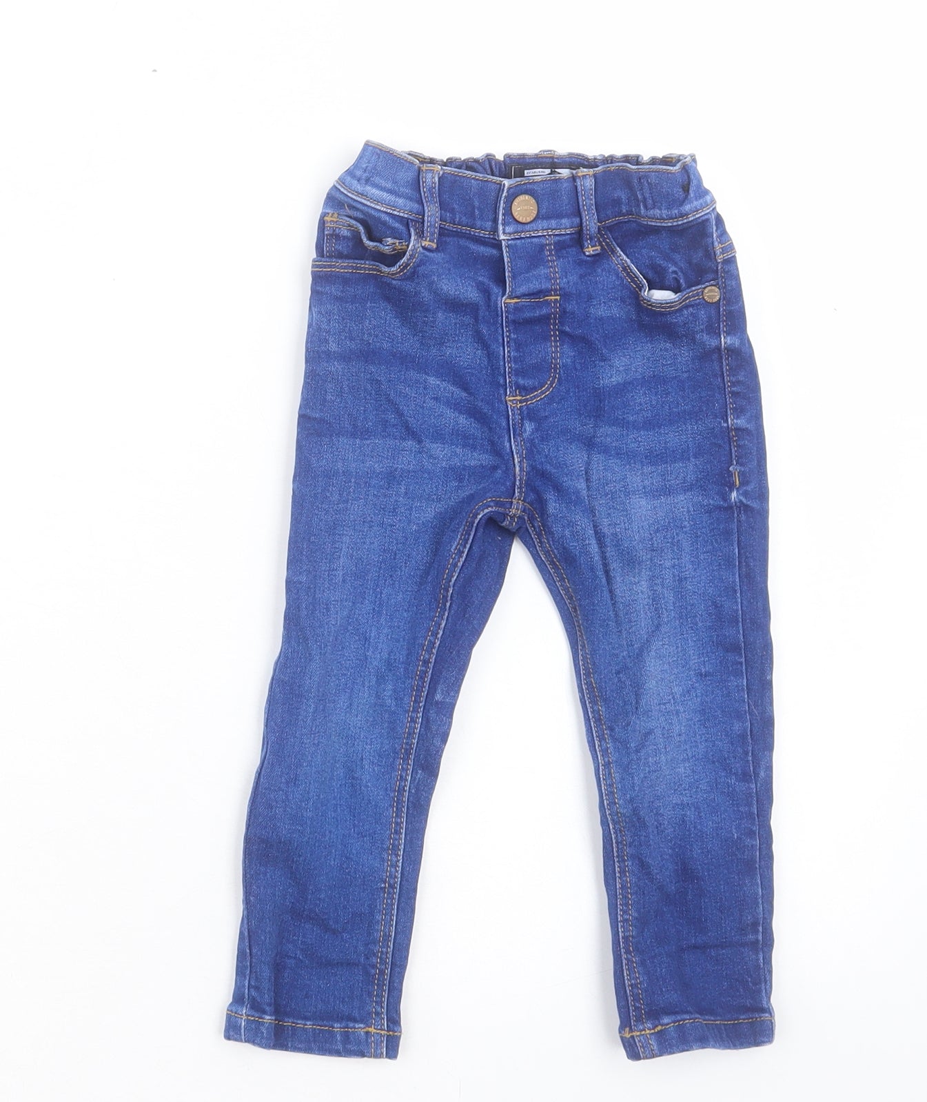NEXT Boys Blue Cotton Capri Jeans Size 12-18 Months Button