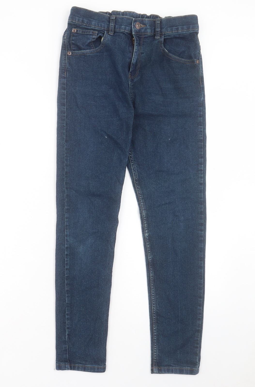 F&F Boys Blue Cotton Skinny Jeans Size 12-13 Years Regular Button