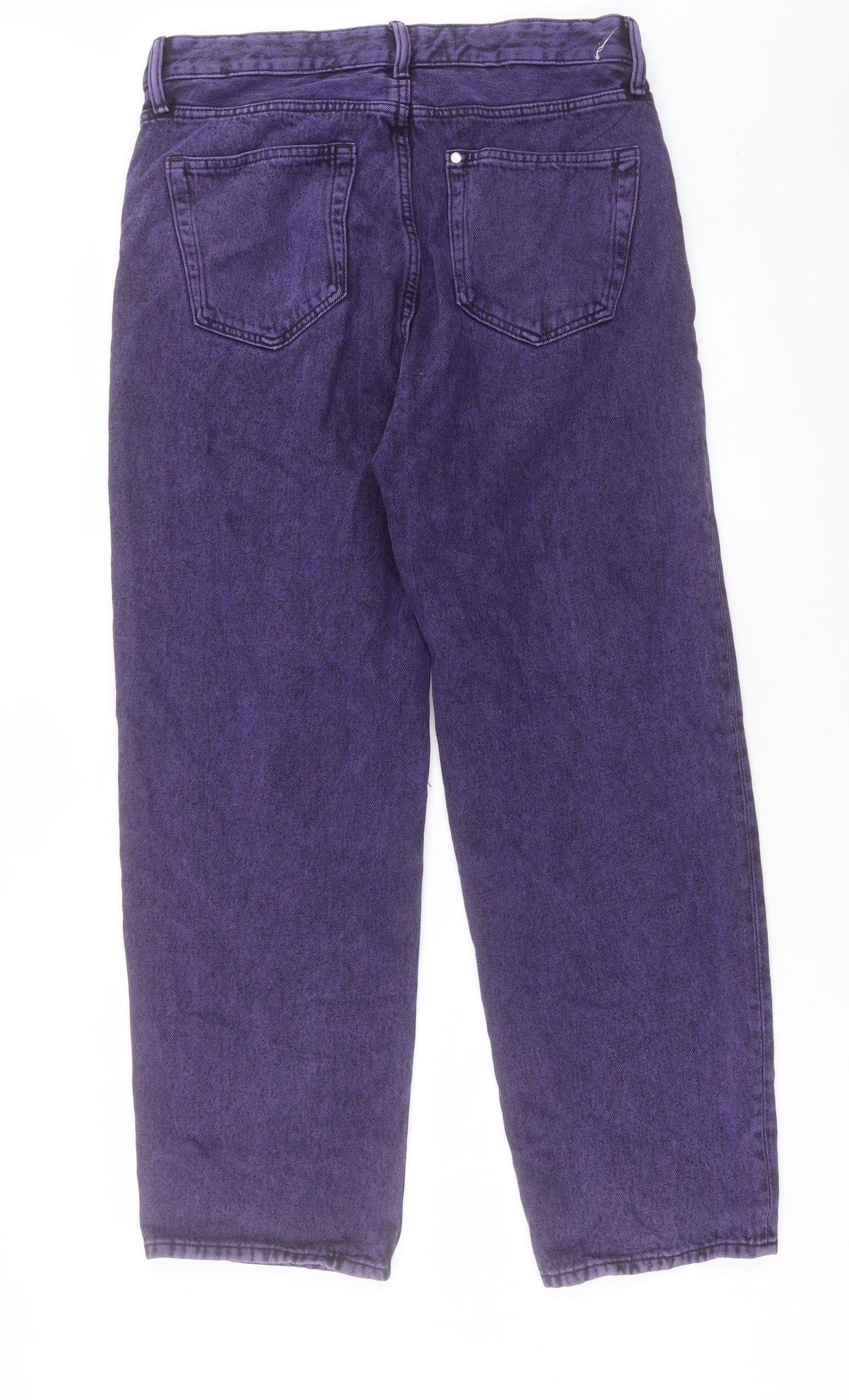 H&M Womens Purple Cotton Straight Jeans Size 32 in L28 in Regular Button