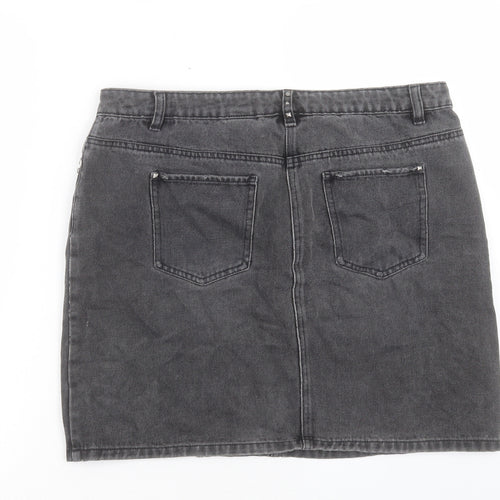 NEXT Womens Black Cotton A-Line Skirt Size 32 in Button