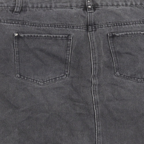 NEXT Womens Black Cotton A-Line Skirt Size 32 in Button