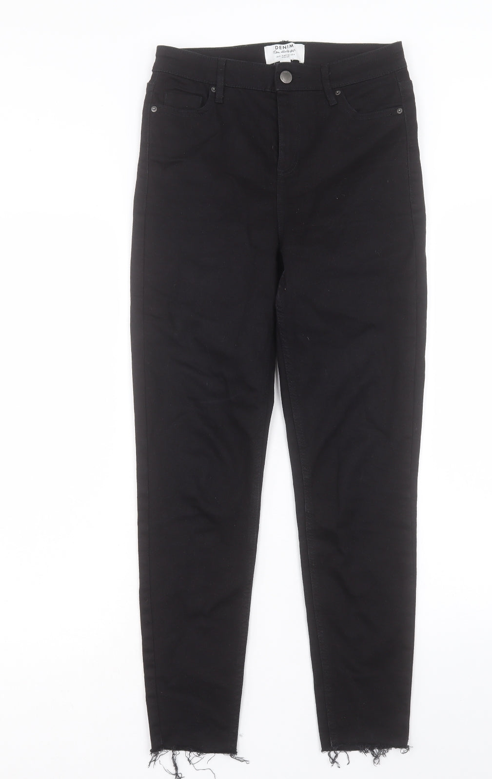 Miss Selfridge Womens Black Cotton Skinny Jeans Size 8 L27 in Regular Button