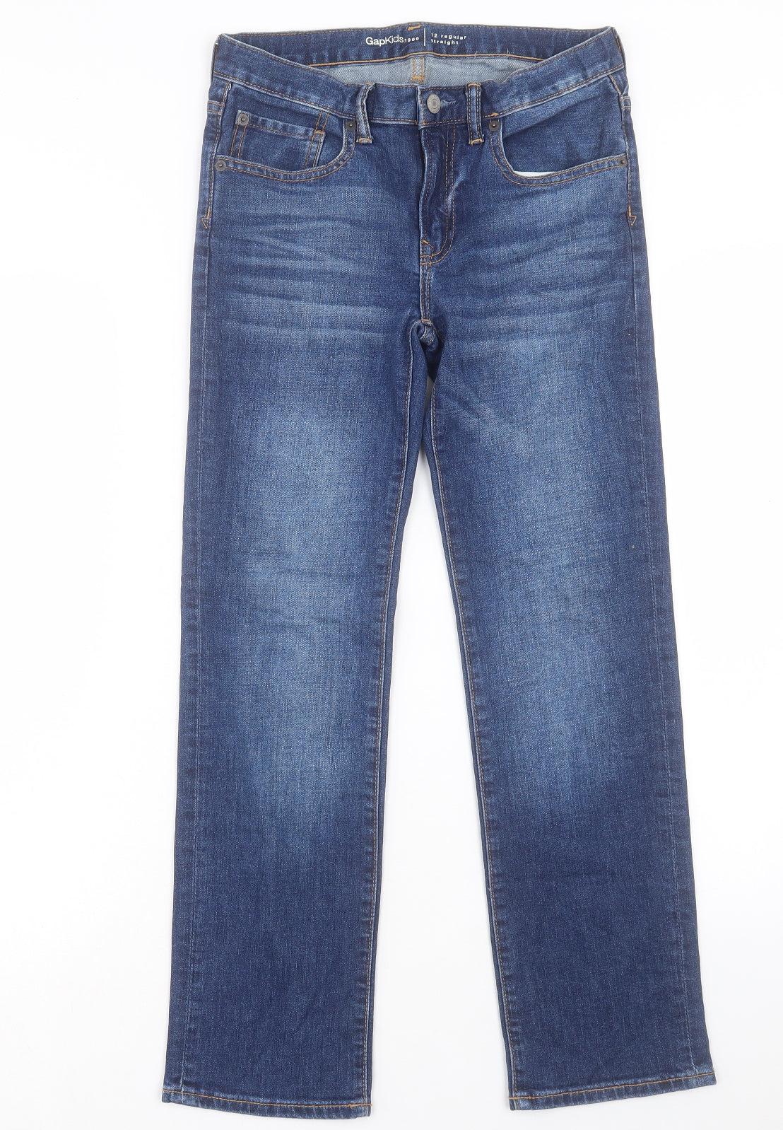 Gap Boys Blue Cotton Straight Jeans Size 12 Years Regular Button