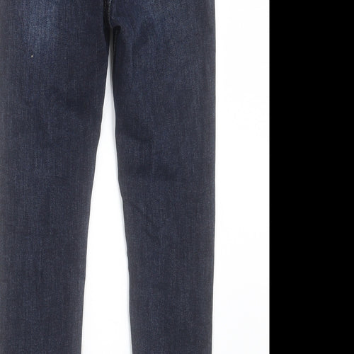 Preworn Womens Blue Cotton Skinny Jeans Size 28 in L26 in Regular Button