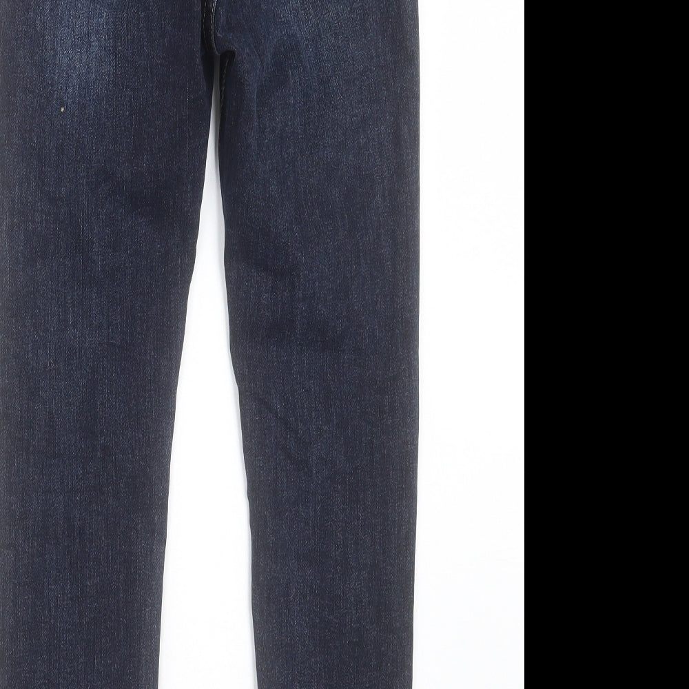 Preworn Womens Blue Cotton Skinny Jeans Size 28 in L26 in Regular Button