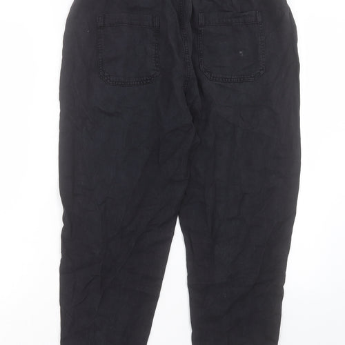 Papaya Womens Black Lyocell Cropped Trousers Size 12 L23 in Regular Drawstring