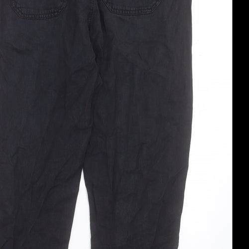 Papaya Womens Black Lyocell Cropped Trousers Size 12 L23 in Regular Drawstring