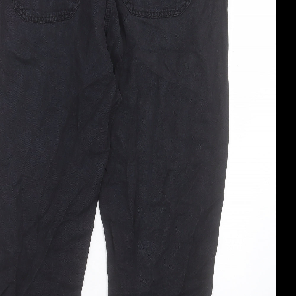 Papaya Womens Black Lyocell Cropped Trousers Size 12 L23 in Regular Drawstring