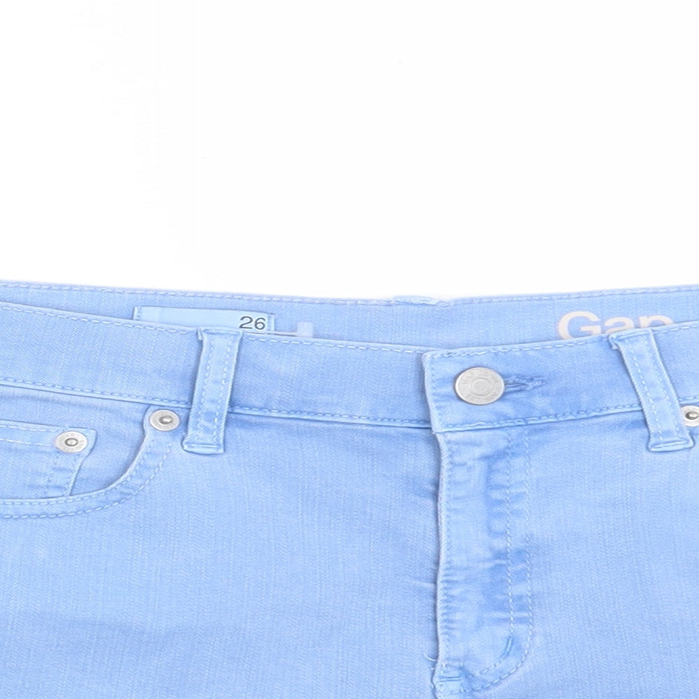 Gap Womens Blue Cotton Boyfriend Shorts Size 26 in L3 in Regular Button