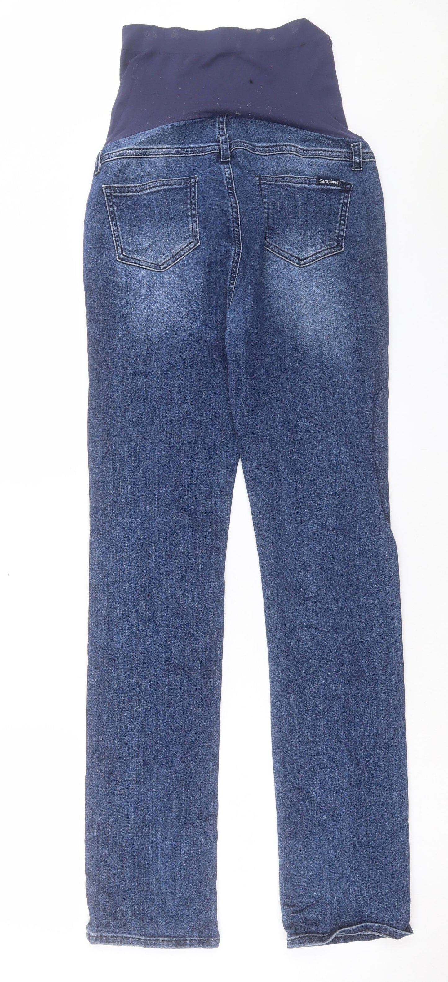 Seraphine Womens Blue Cotton Straight Jeans Size 8 L32 in Regular