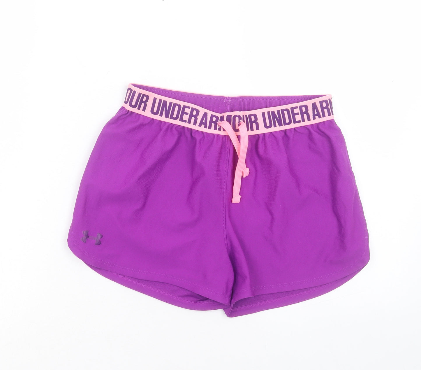 Under armour Girls Purple Polyester Sweat Shorts Size 12 Years Regular Drawstring
