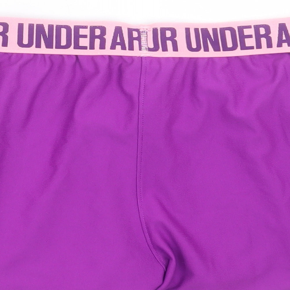 Under armour Girls Purple Polyester Sweat Shorts Size 12 Years Regular Drawstring