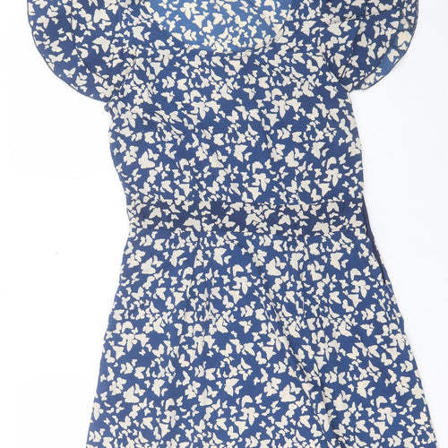 VERO MODA Womens Blue Geometric Polyester A-Line Size 10 Crew Neck Pullover - Butterfly Print