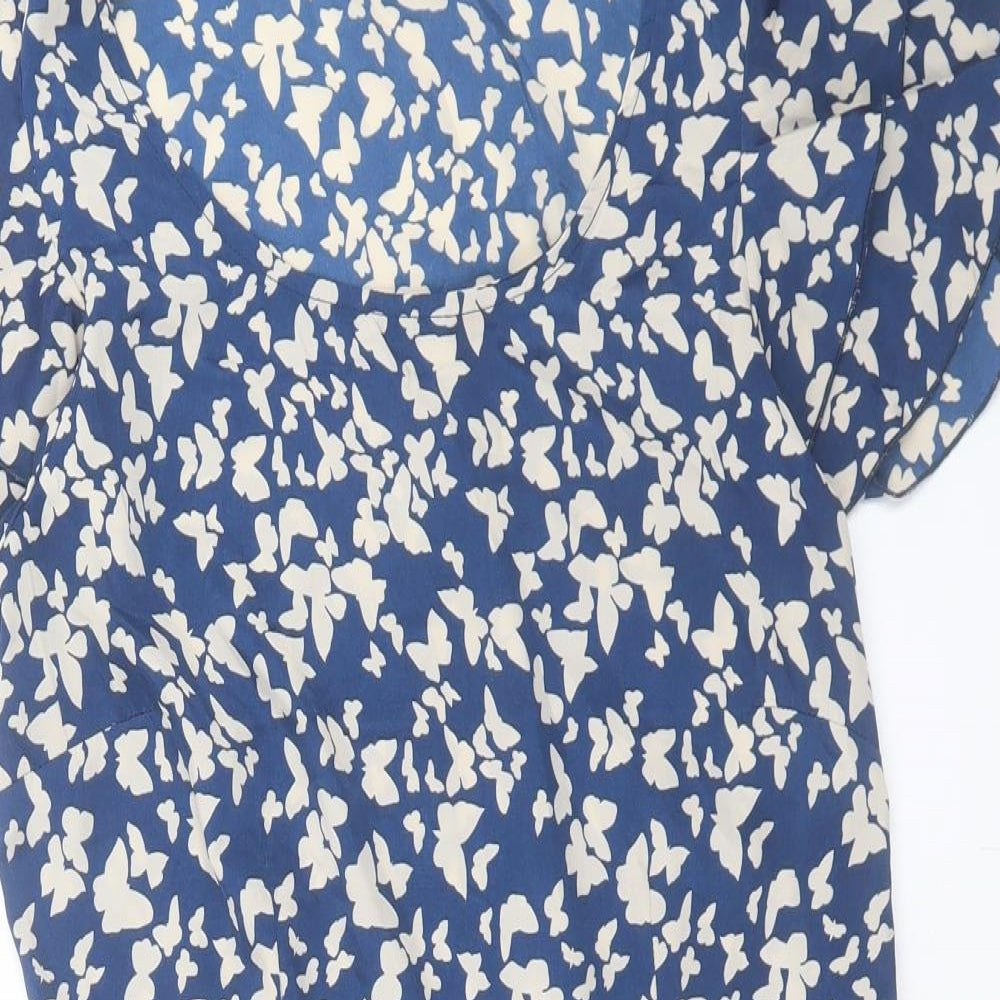 VERO MODA Womens Blue Geometric Polyester A-Line Size 10 Crew Neck Pullover - Butterfly Print
