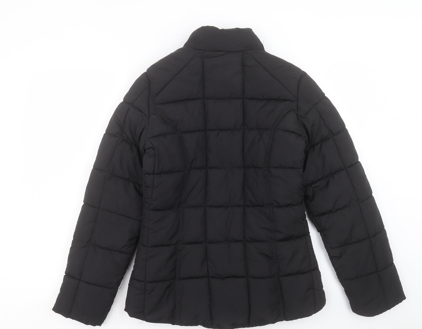 George Womens Black Quilted Coat Size 8 Zip