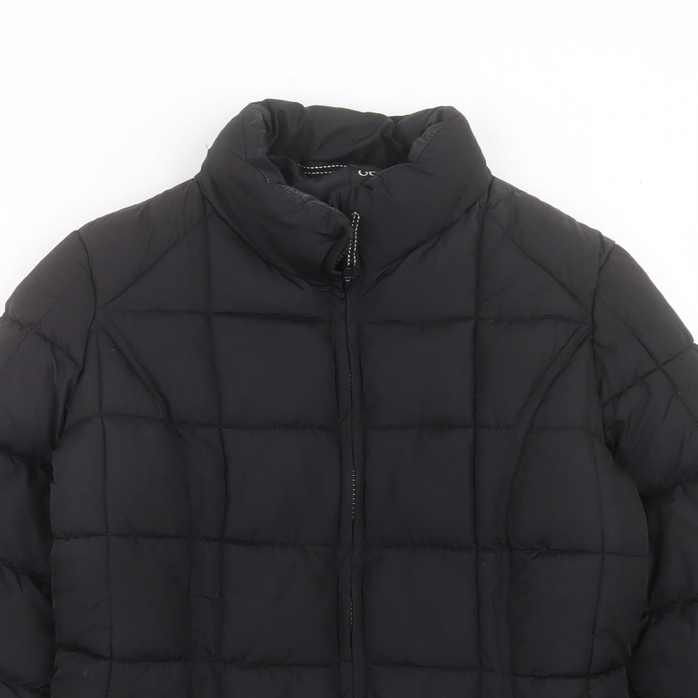 George Womens Black Quilted Coat Size 8 Zip