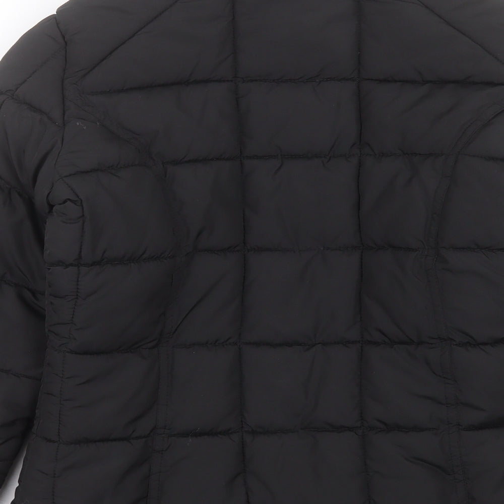 George Womens Black Quilted Coat Size 8 Zip