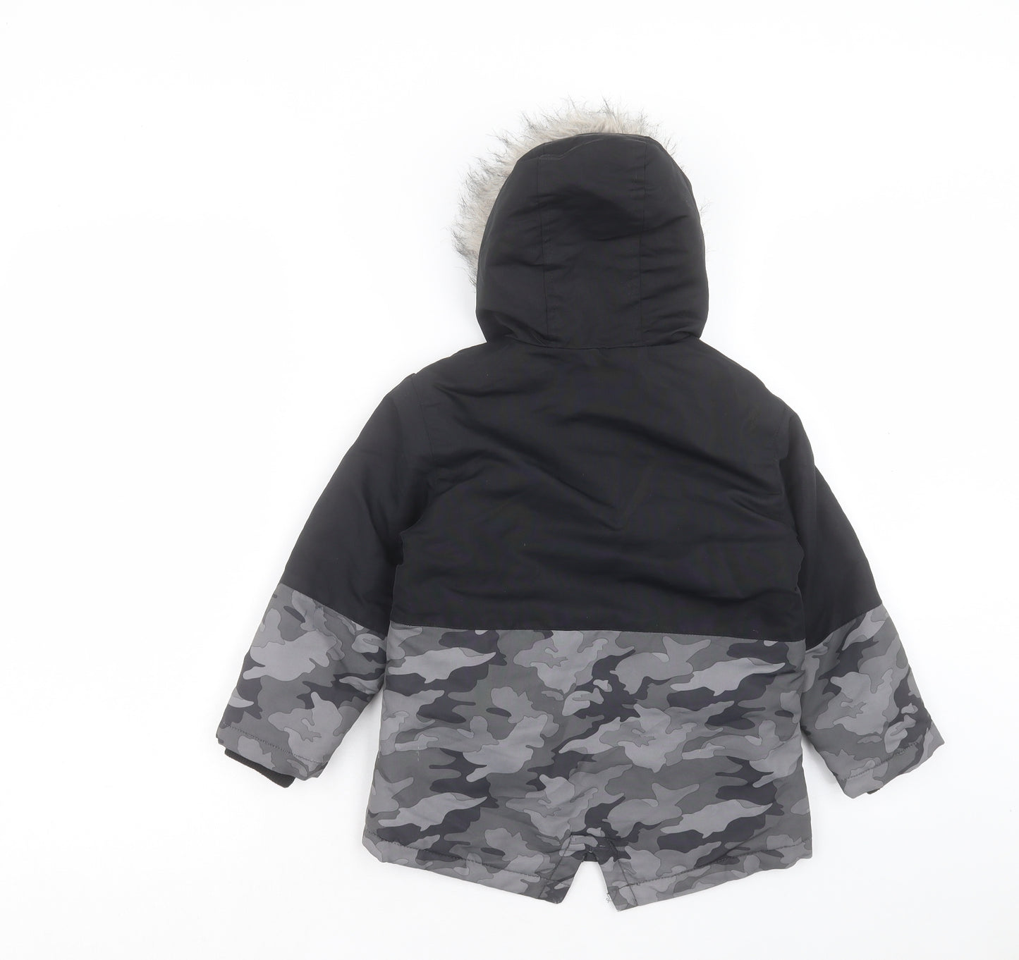Primark Boys Green Camouflage Basic Coat Coat Size 3-4 Years Zip