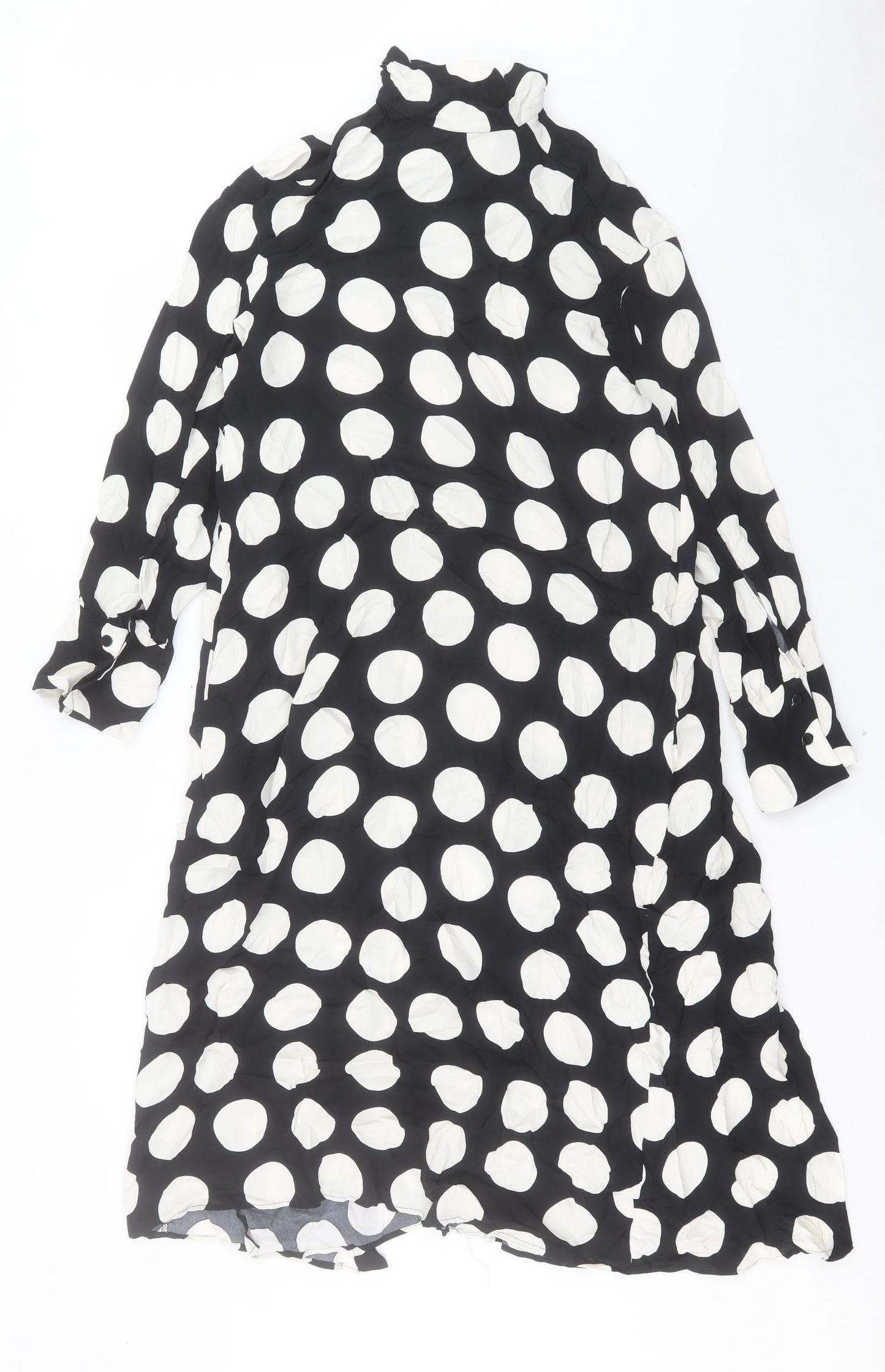 Zara Womens Black Geometric Viscose A-Line Size S Halter Tie