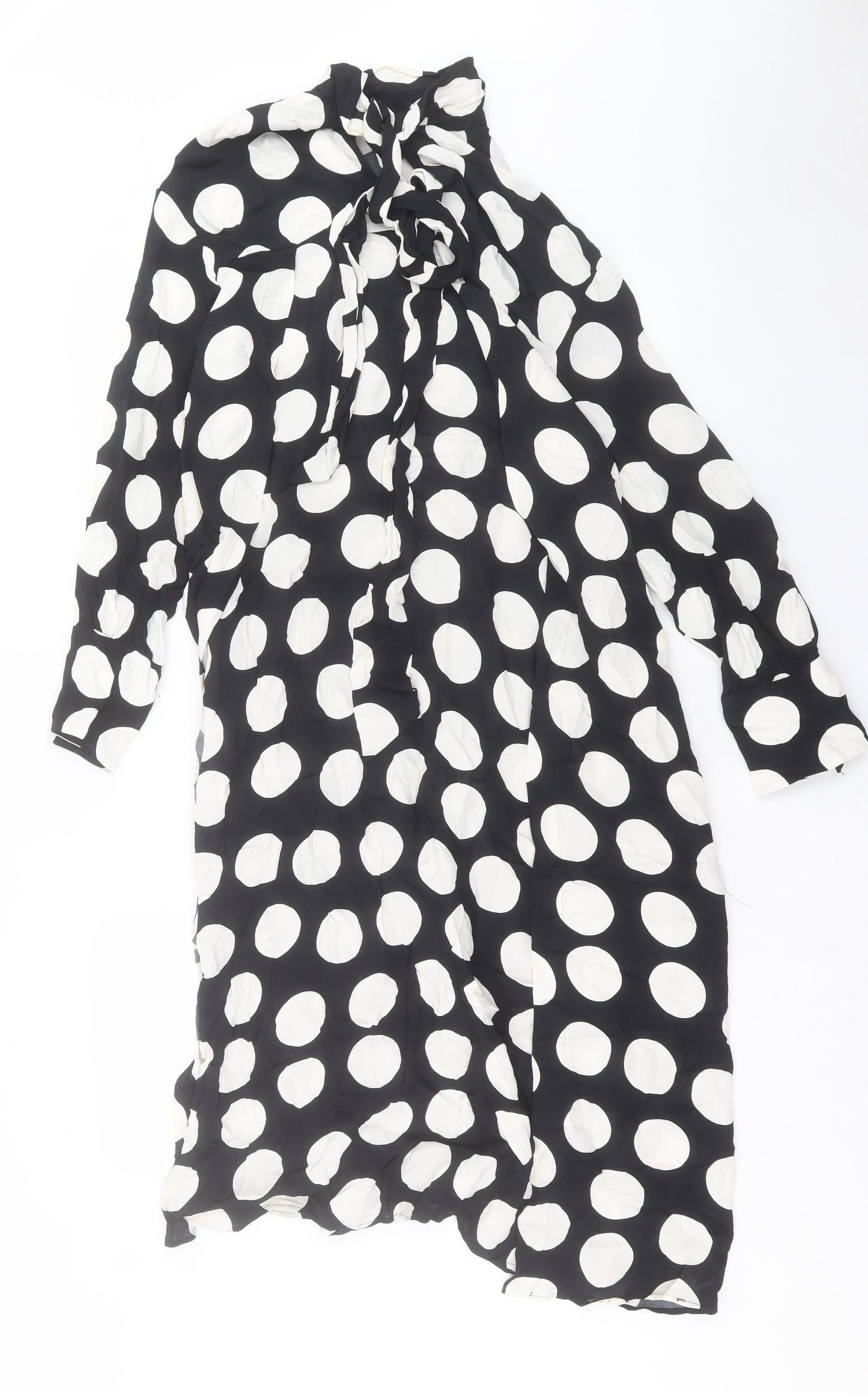 Zara Womens Black Geometric Viscose A-Line Size S Halter Tie