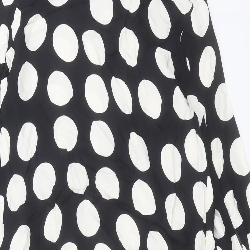 Zara Womens Black Geometric Viscose A-Line Size S Halter Tie
