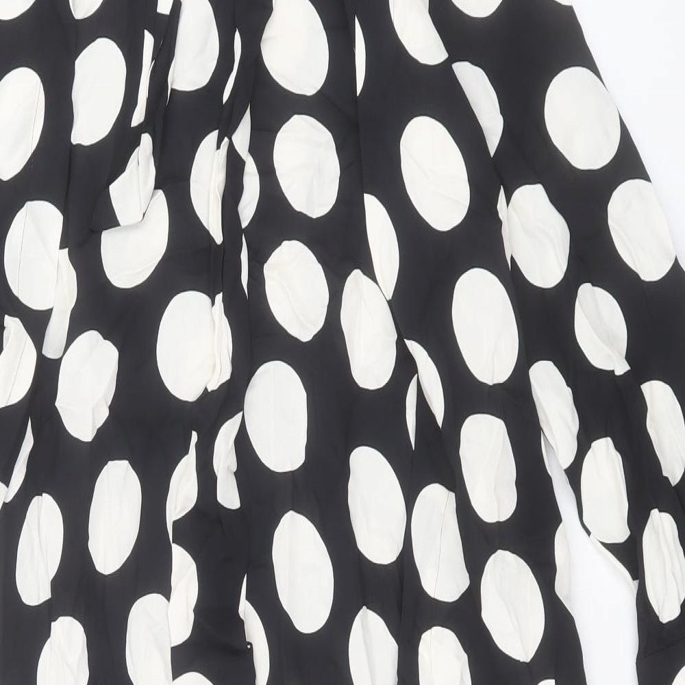 Zara Womens Black Geometric Viscose A-Line Size S Halter Tie